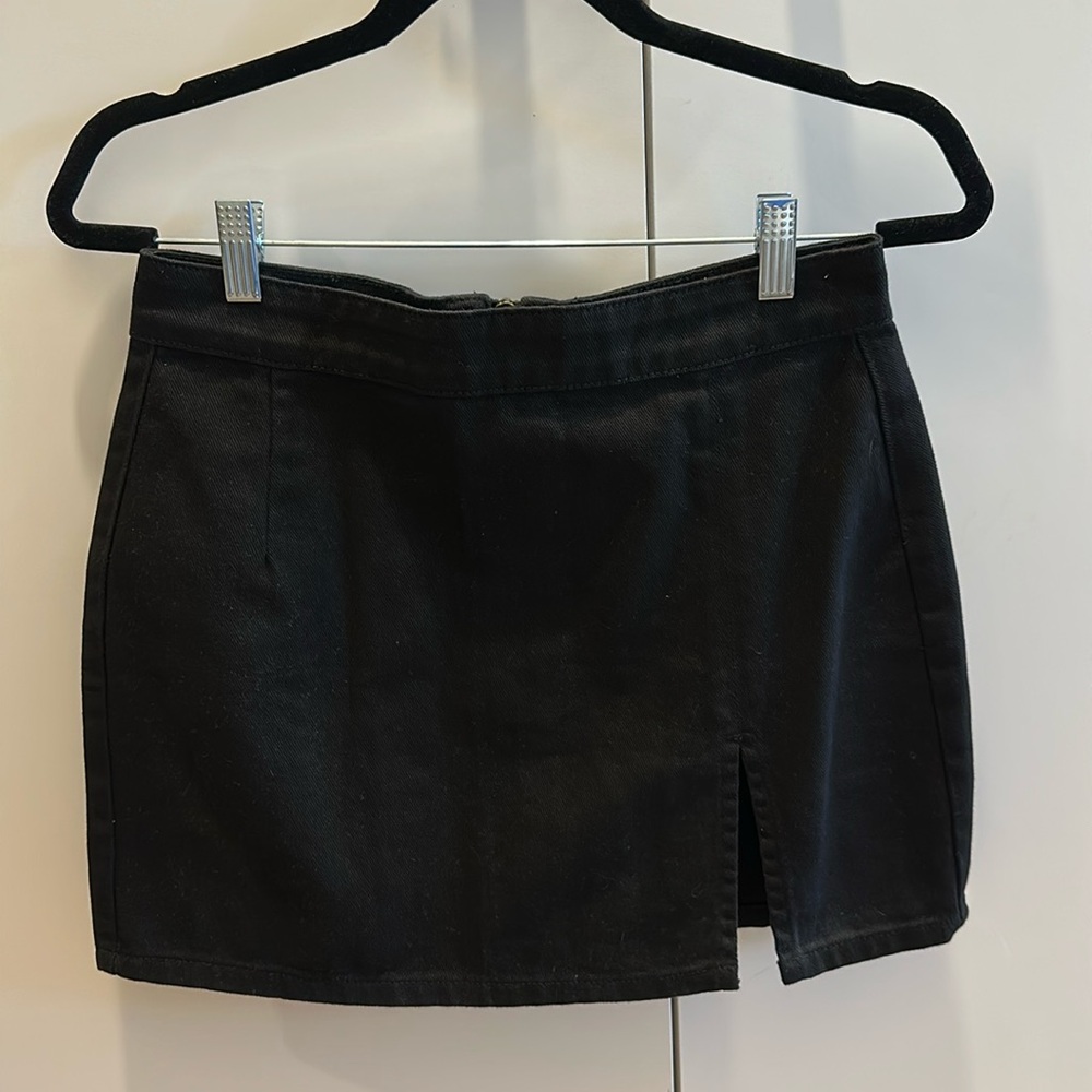 Black denim skirt